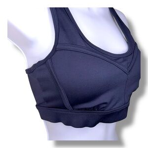 Small Evree Navy Blue Sports Bra Zebra Mesh Back Panel Racerback Removable Cups